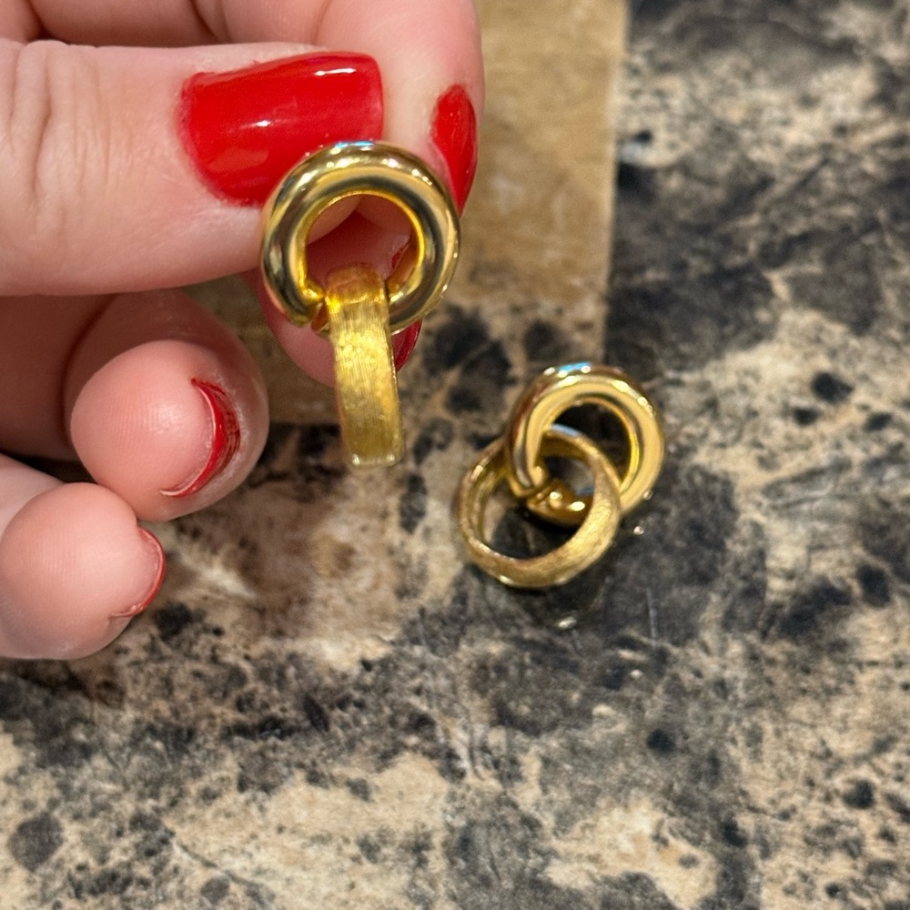 Givenchy Gold Interlocking Double Circle Drop Ear… - image 5